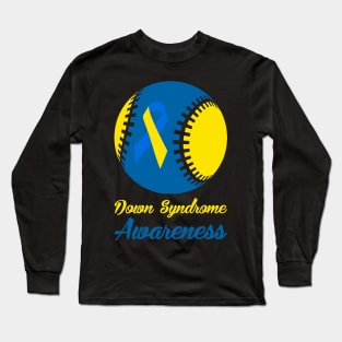 Down Syndrome Awareness Baseball Player Gift Long Sleeve T-Shirt